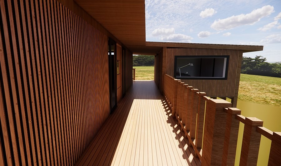 Mira Cabin — deck render